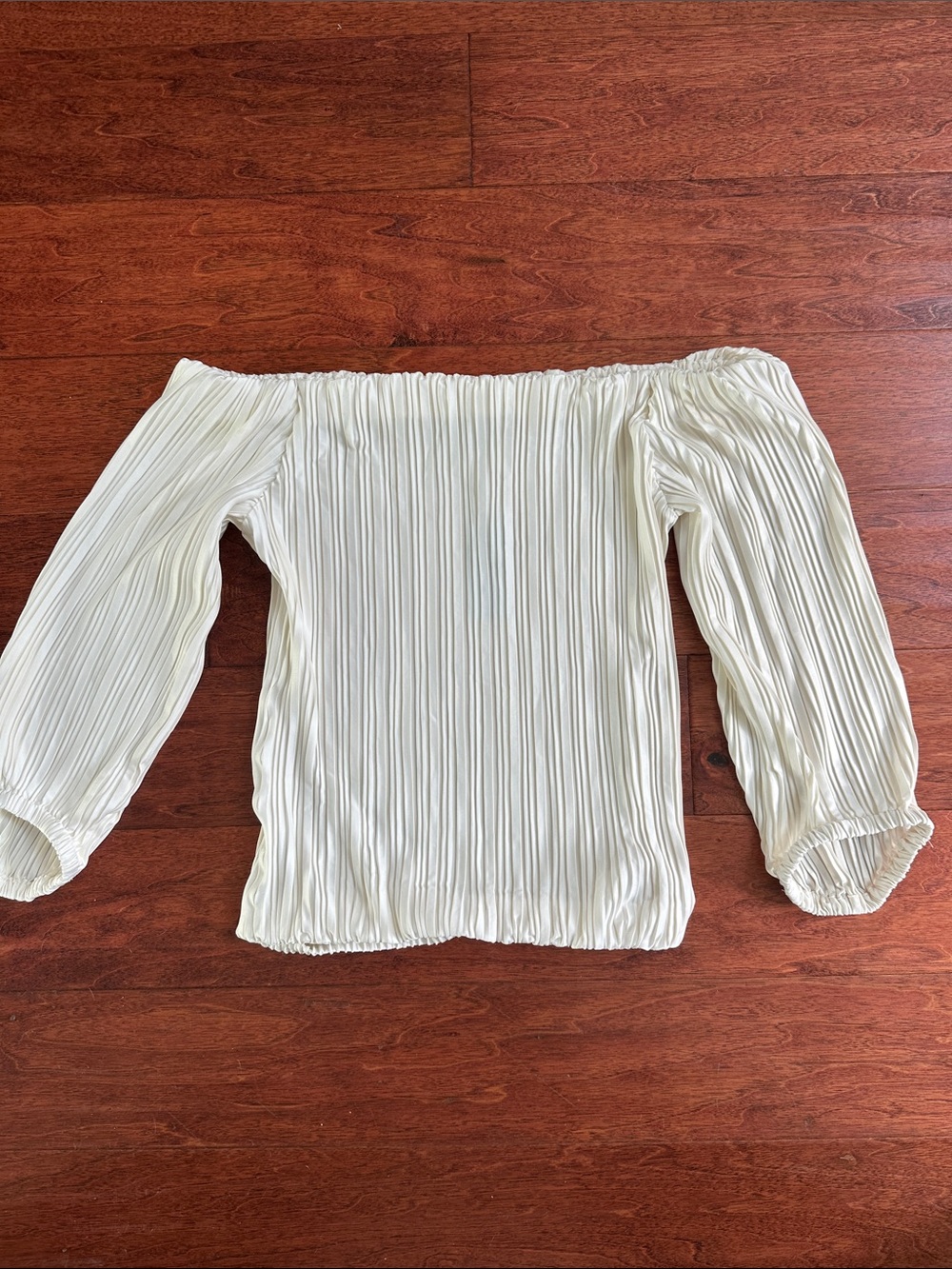 LOFT Cream Off-the-Shoulder Pleated Blouse